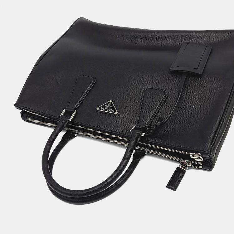 Pre Owned Prada Black Saffiano Briefcase