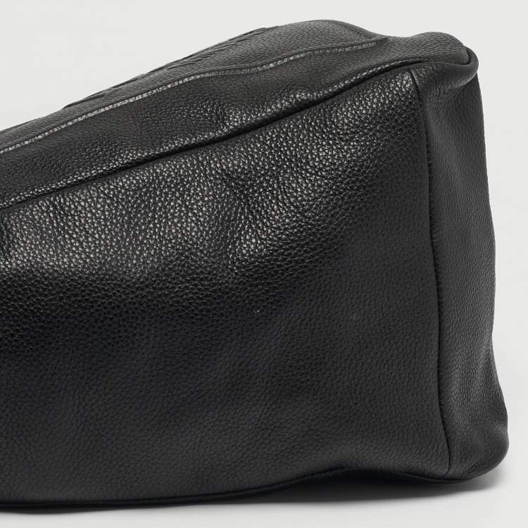 Pre Owned حقيبة برادا جلد فيتيلو دين منقوشة بشعار مثلث أسود