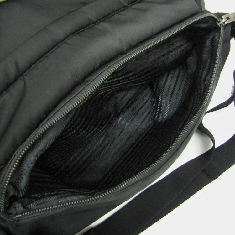 Pre Owned Prada TESSUTO Nylon Leather Shoulder Bag Black