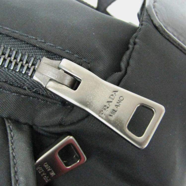 Pre Owned Prada TESSUTO Nylon Leather Shoulder Bag Black