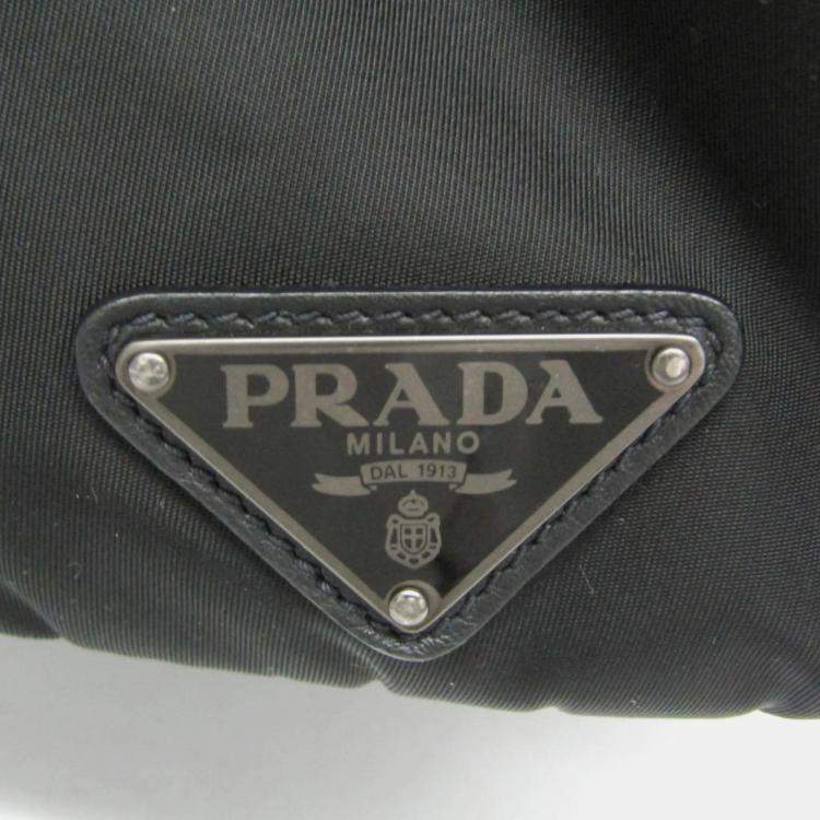 Pre Owned Prada TESSUTO Nylon Leather Shoulder Bag Black