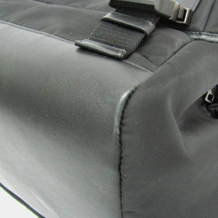 Pre Owned Prada TESSUTO Nylon Leather Shoulder Bag Black