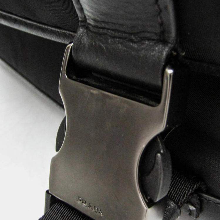 Pre Owned Prada TESSUTO Nylon Leather Shoulder Bag Black
