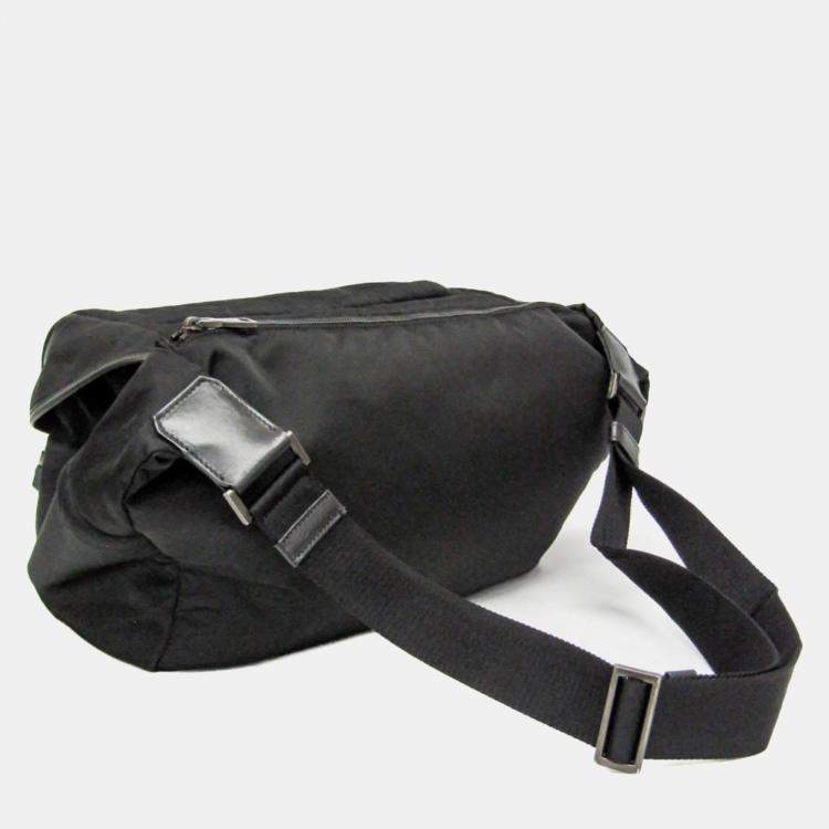 Pre Owned Prada TESSUTO Nylon Leather Shoulder Bag Black