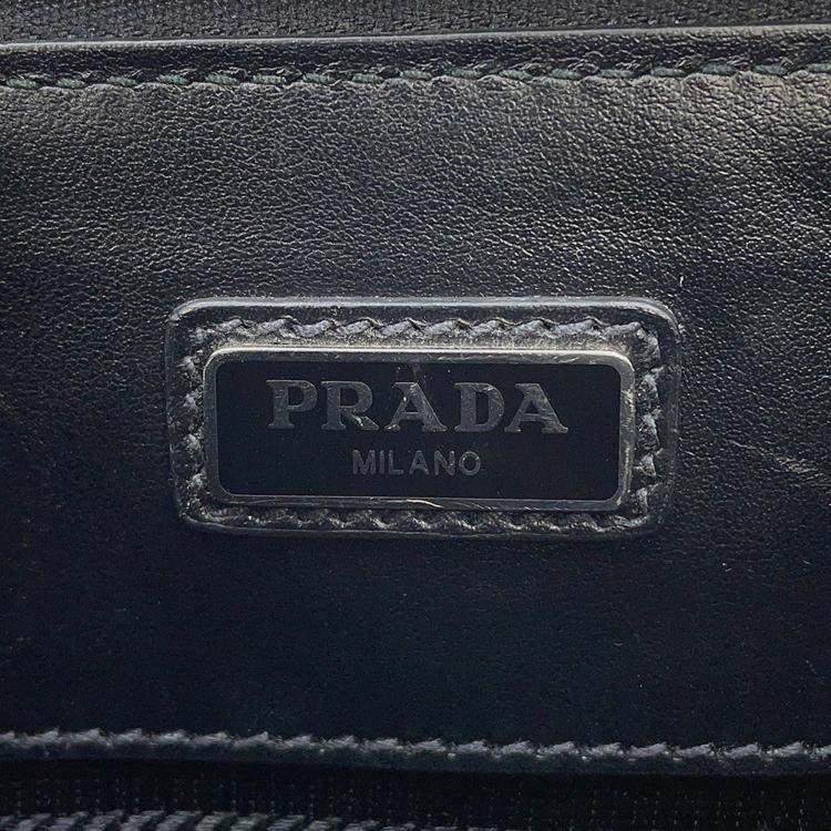 Pre Owned Prada Saffiano Leather Clutch Bag Black Leather