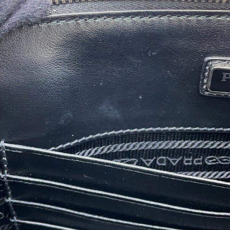 Pre Owned Prada Saffiano Leather Clutch Bag Black Leather