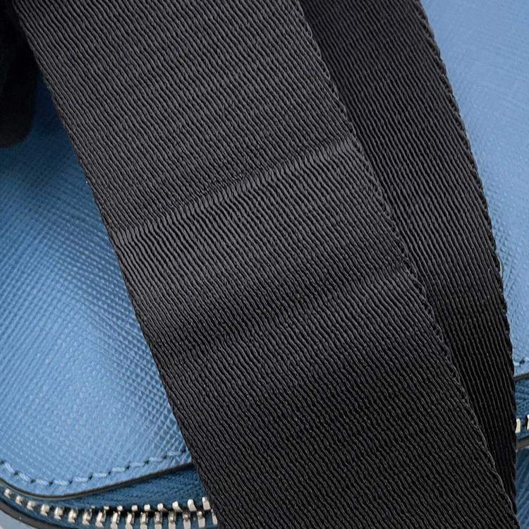 Pre Owned Prada Brique One Shoulder Bag Blue Saffiano Leatherleather