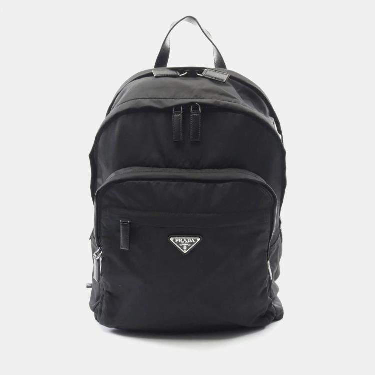 Pre Owned Prada Tessuto Backpack Nylon And Saffiano Leather Black