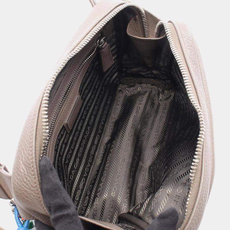 Pre Owned Prada Vit.Daino Leather Shoulder Bag Gray