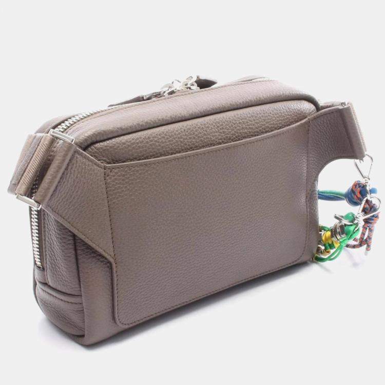 Pre Owned Prada Vit.Daino Leather Shoulder Bag Gray