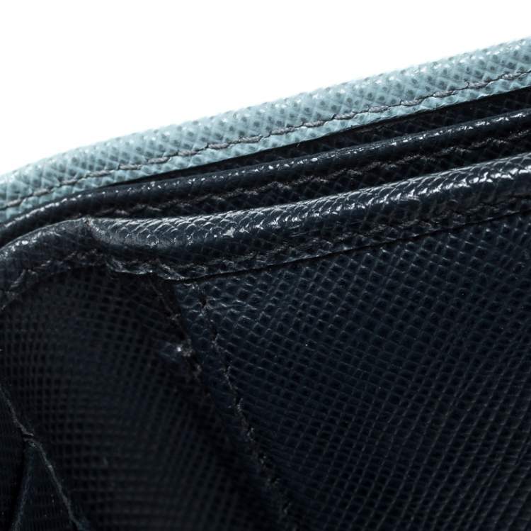 Pre Owned Prada Blue Saffiano Lux Leather Bifold Wallet