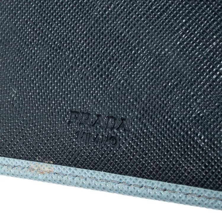 Pre Owned Prada Blue Saffiano Lux Leather Bifold Wallet