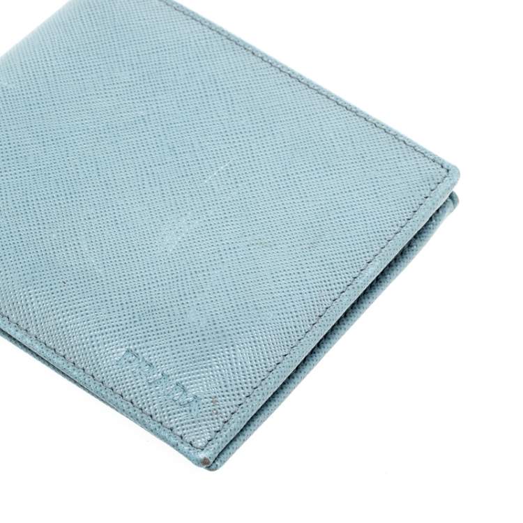 Pre Owned Prada Blue Saffiano Lux Leather Bifold Wallet