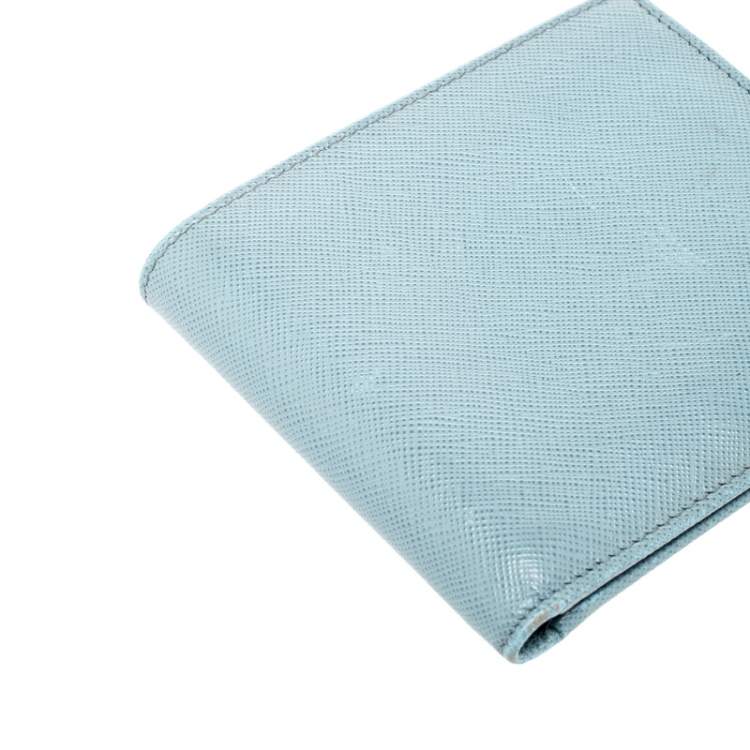 Pre Owned Prada Blue Saffiano Lux Leather Bifold Wallet