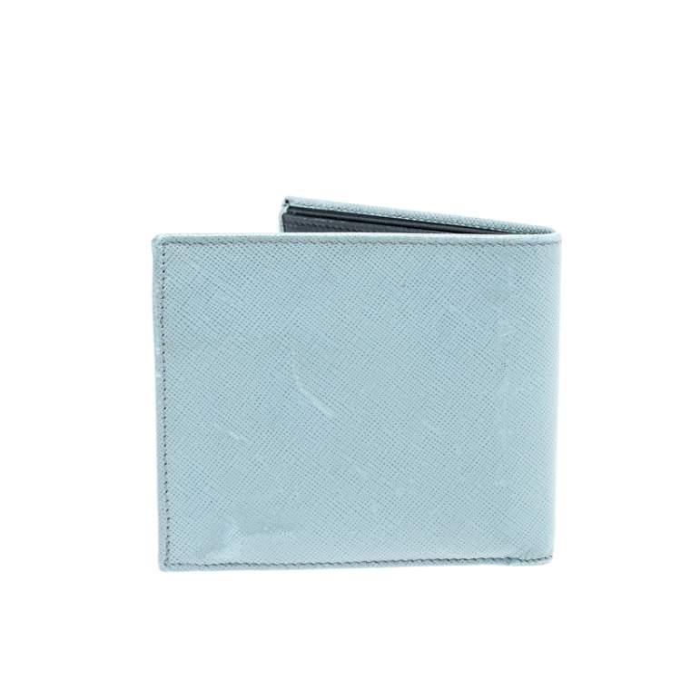 Pre Owned Prada Blue Saffiano Lux Leather Bifold Wallet