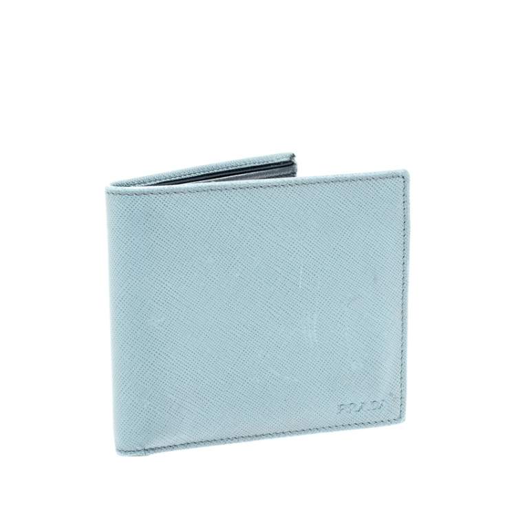 Pre Owned Prada Blue Saffiano Lux Leather Bifold Wallet