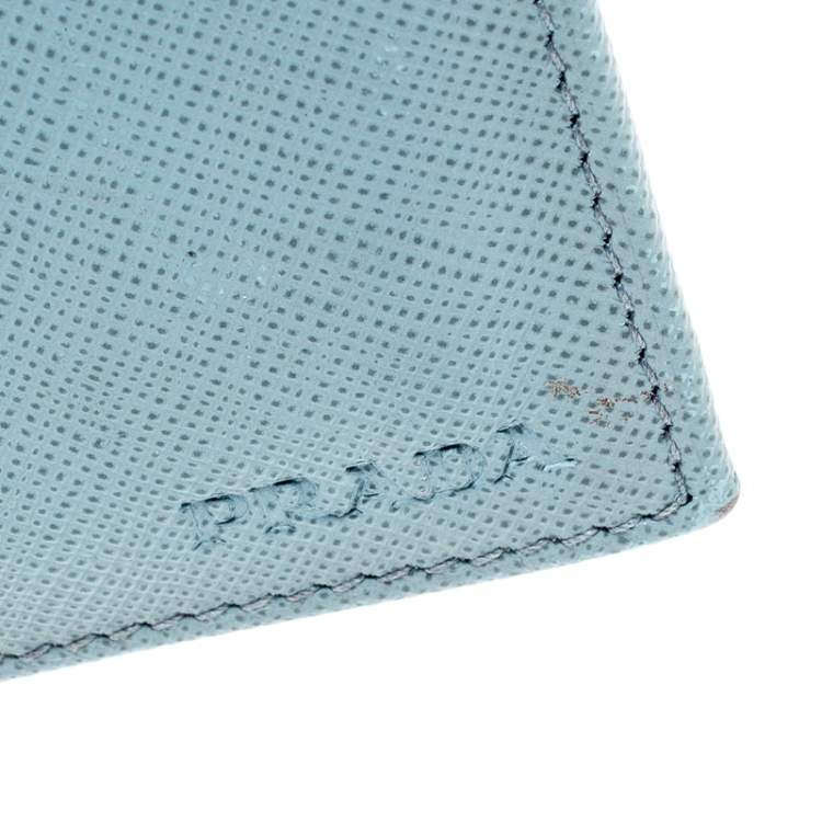 Pre Owned Prada Blue Saffiano Lux Leather Bifold Wallet