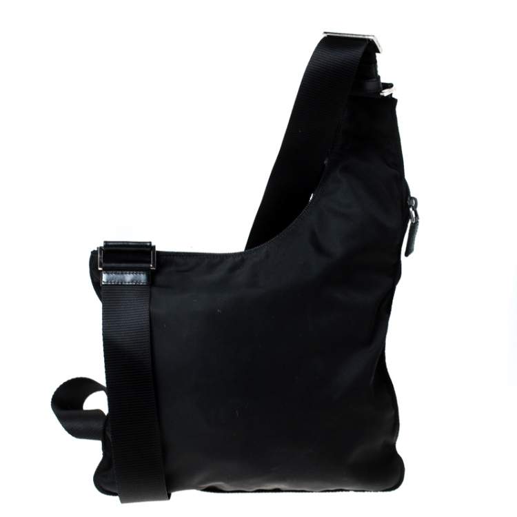 Pre Owned Prada Black Nylon and Leather Crossbody Bag 
