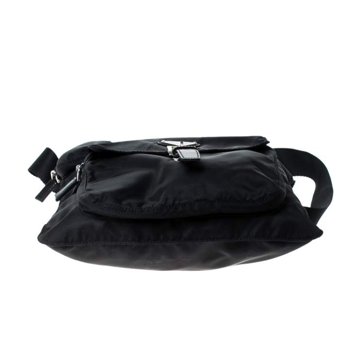 Pre Owned Prada Black Nylon and Leather Crossbody Bag 