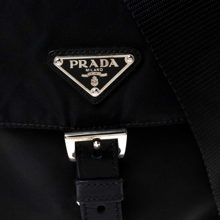 Pre Owned Prada Black Nylon and Leather Crossbody Bag 
