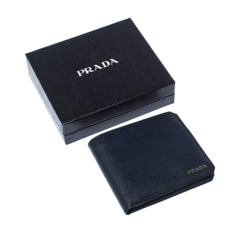 Pre Owned Prada Navy Blue Saffiano Leather Bifold Wallet