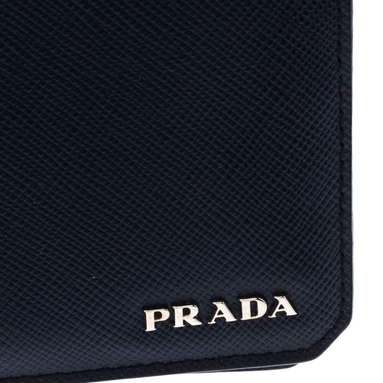 Pre Owned Prada Navy Blue Saffiano Leather Bifold Wallet