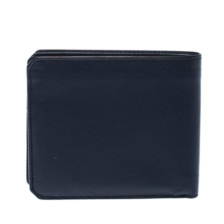 Pre Owned Prada Navy Blue Saffiano Leather Bifold Wallet
