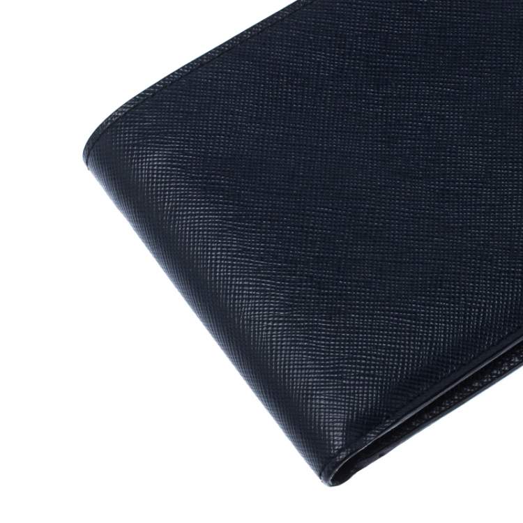 Pre Owned Prada Navy Blue Saffiano Leather Bifold Wallet