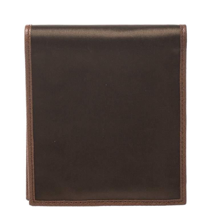 Pre Owned Prada Metallic Brown Satin Bifold Wallet