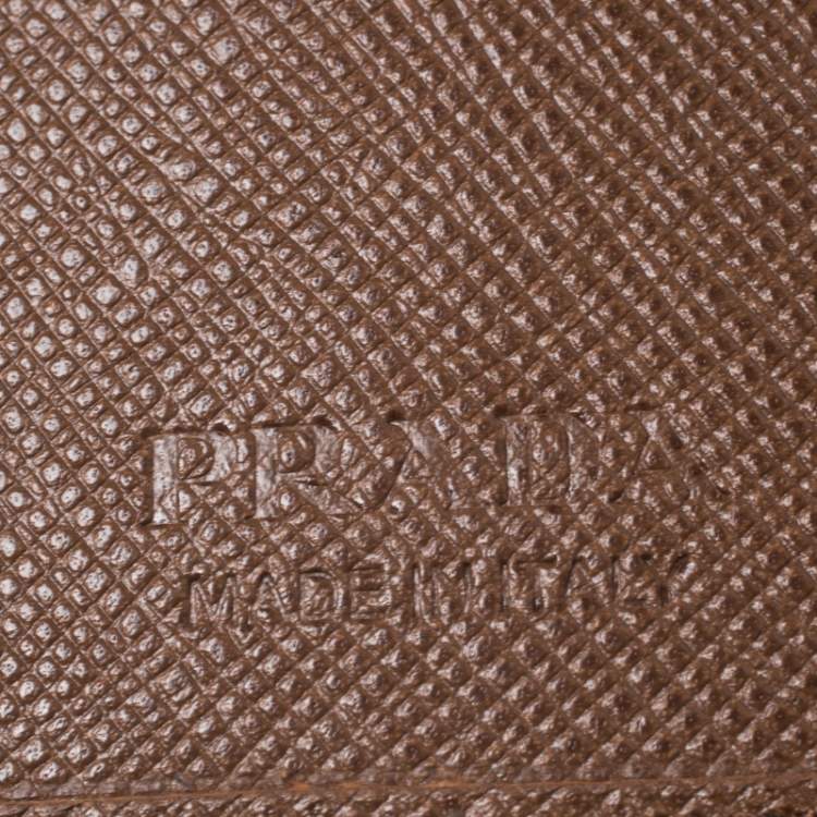 Pre Owned Prada Metallic Brown Satin Bifold Wallet