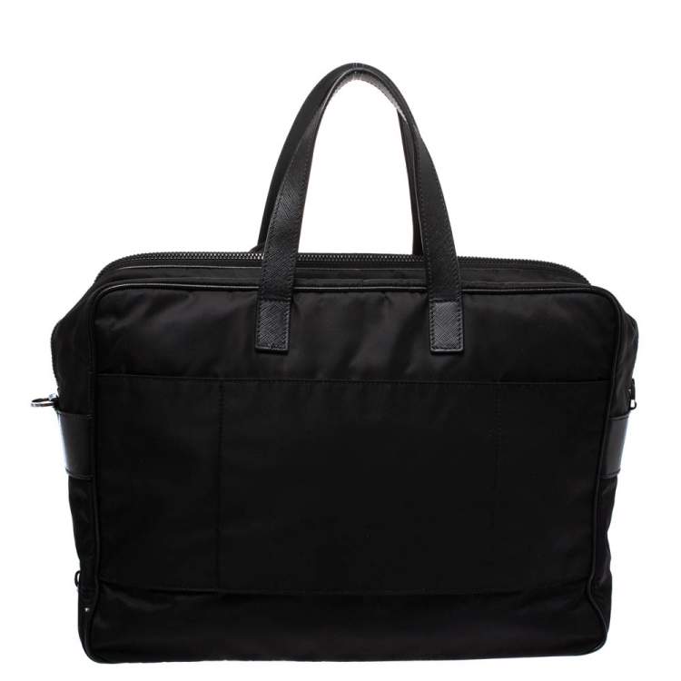 Pre Owned Prada Black Nylon Briefcase 