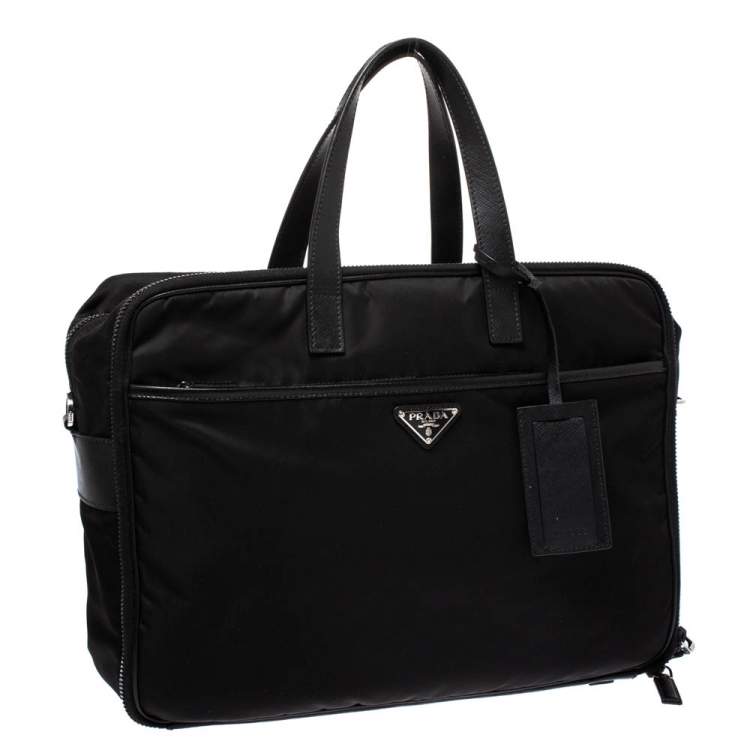 Pre Owned Prada Black Nylon Briefcase 