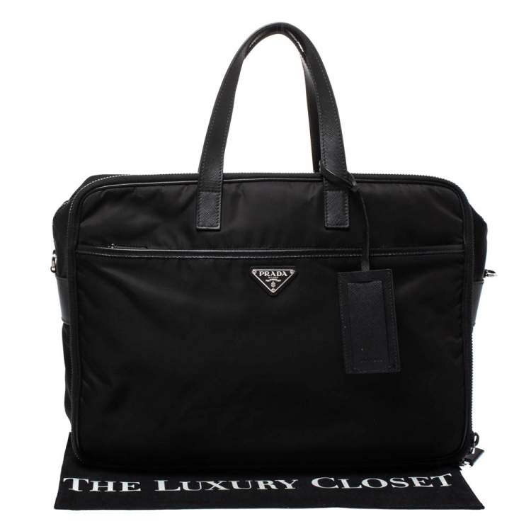 Pre Owned Prada Black Nylon Briefcase 