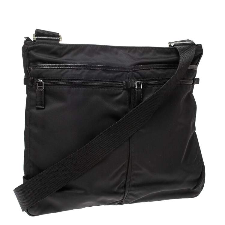 Pre Owned Prada Black Nylon and Leather Messenger Bag