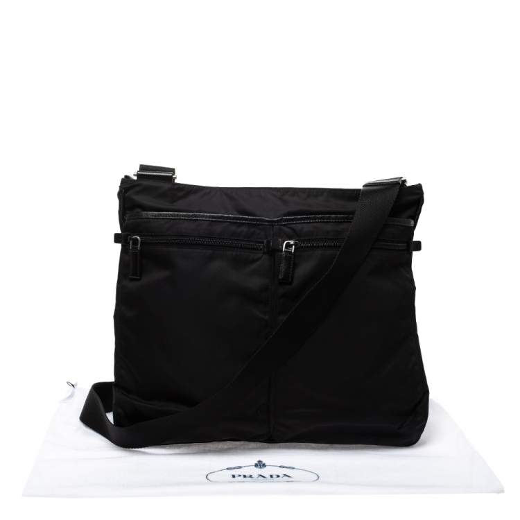Pre Owned Prada Black Nylon and Leather Messenger Bag
