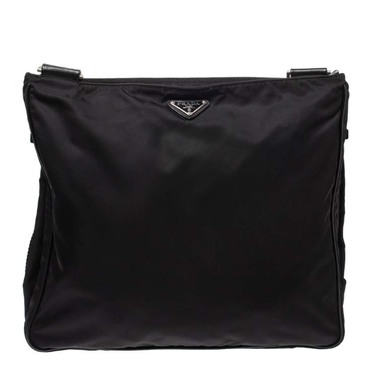 Pre Owned Prada Black Nylon and Leather Messenger Bag