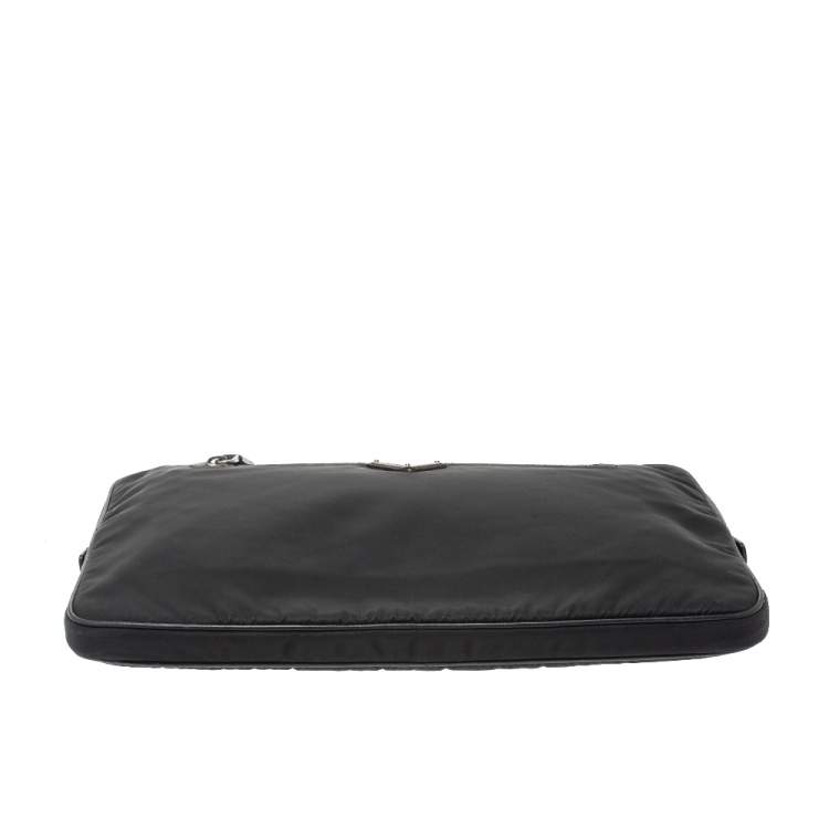 Pre Owned Prada Black Nylon Zip Document Pouch