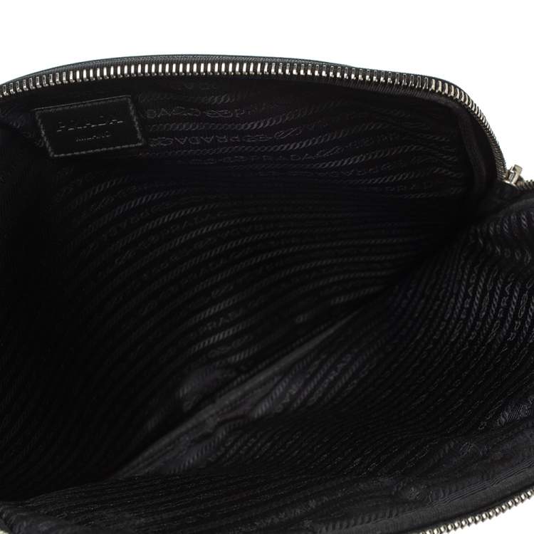 Pre Owned Prada Black Nylon Zip Document Pouch