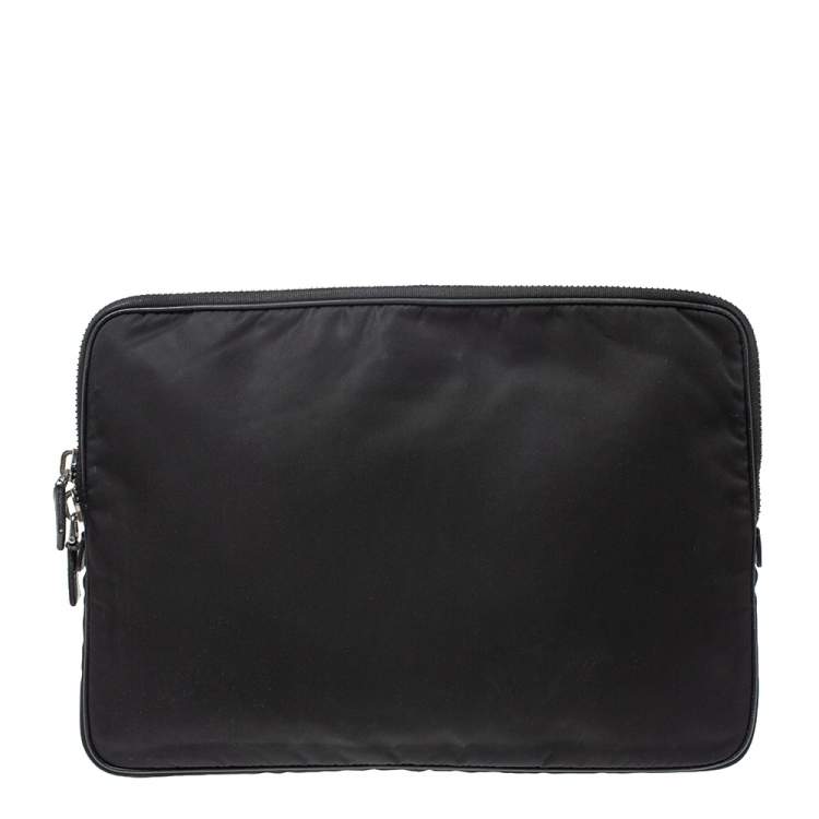 Pre Owned Prada Black Nylon Zip Document Pouch