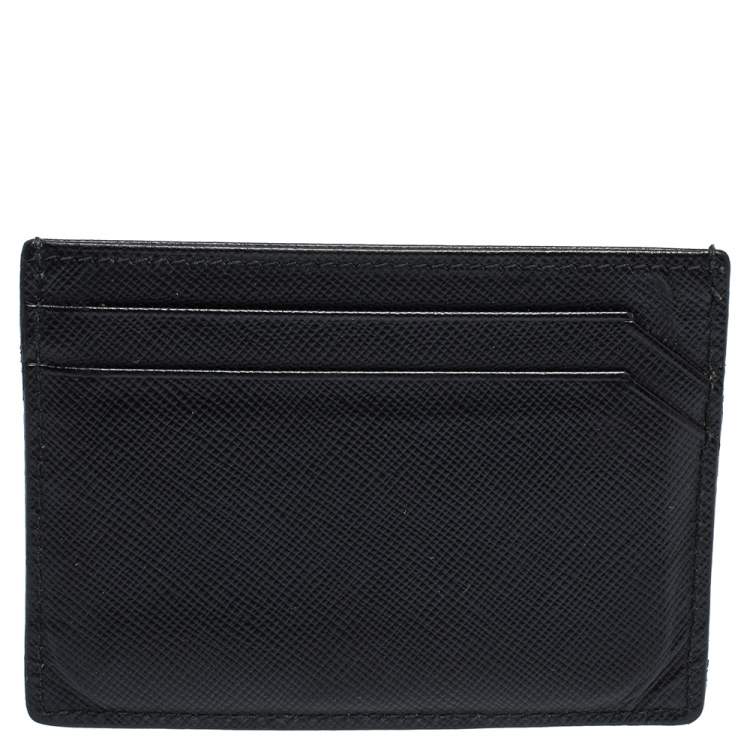 Pre Owned Prada Black Saffiano Leather Card Holder