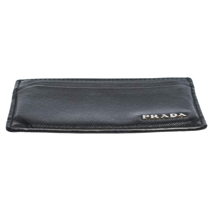 Pre Owned Prada Black Saffiano Leather Card Holder