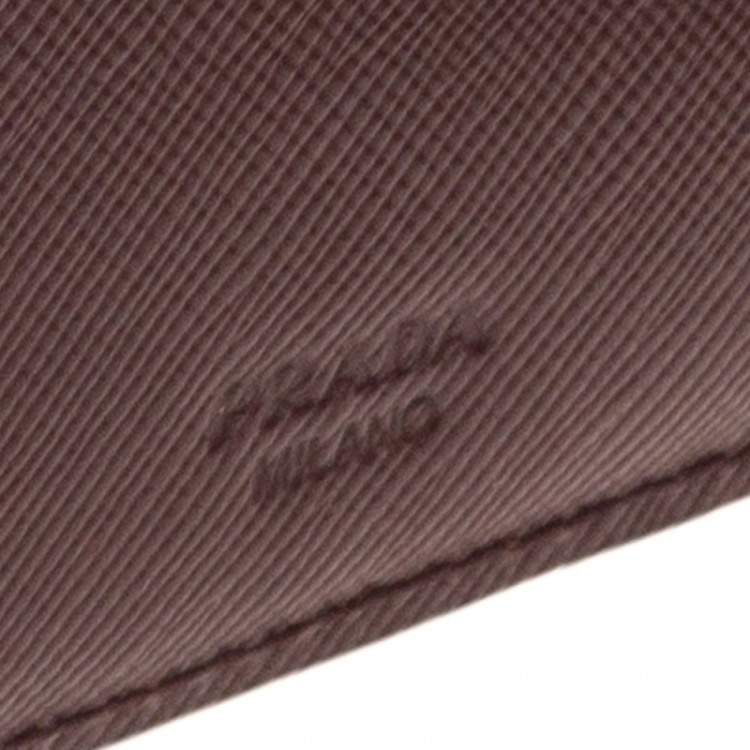 Pre Owned Prada  Burgundy Saffiano Lux Leather Bifold Wallet