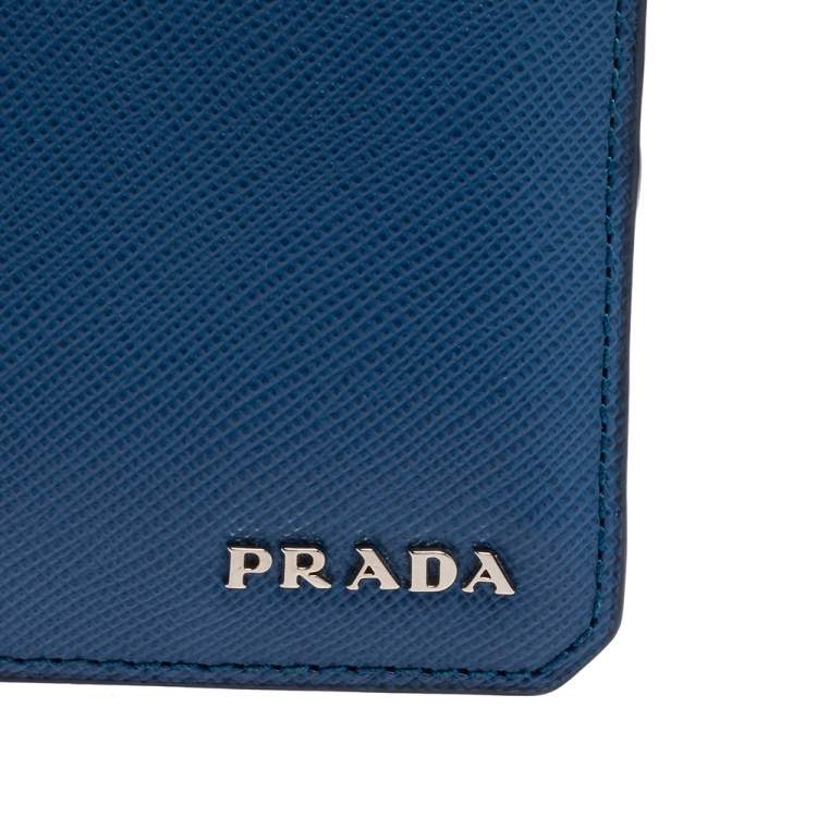 Pre Owned Prada Blue Saffiano Leather Bifold Wallet