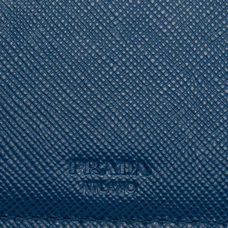 Pre Owned Prada Blue Saffiano Leather Bifold Wallet