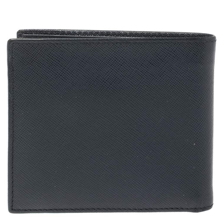 Pre Owned Prada Blue Saffiano Lux Leather Bifold Wallet