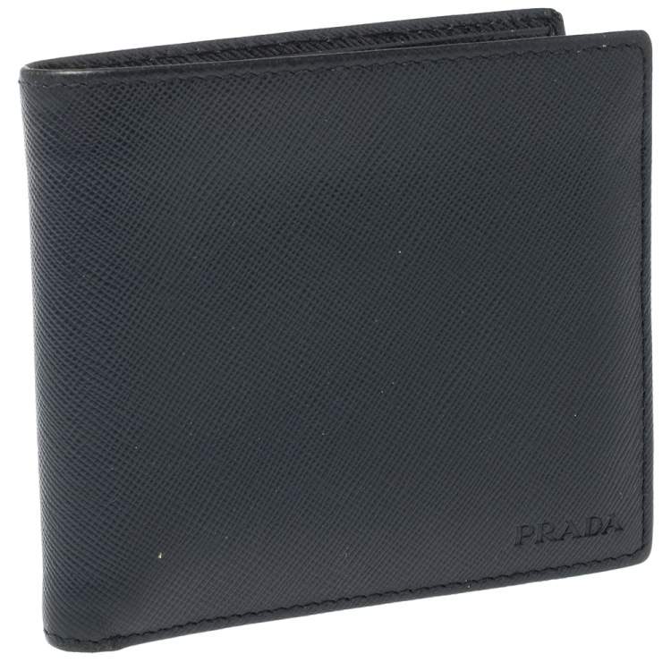 Pre Owned Prada Blue Saffiano Lux Leather Bifold Wallet