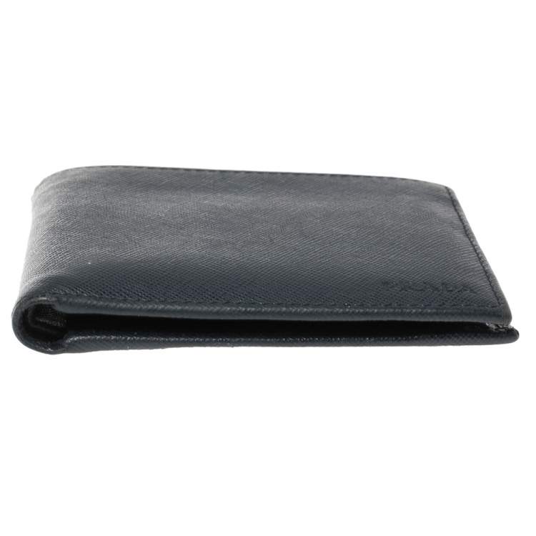 Pre Owned Prada Blue Saffiano Lux Leather Bifold Wallet