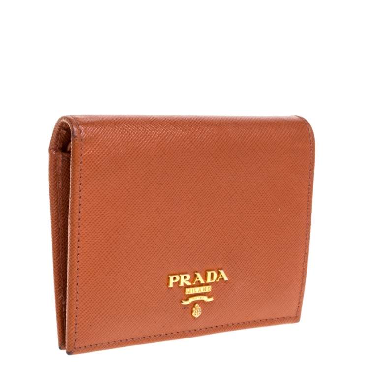 Pre Owned Prada Hazelnut Saffiano Lux Leather Bi-Fold Wallet