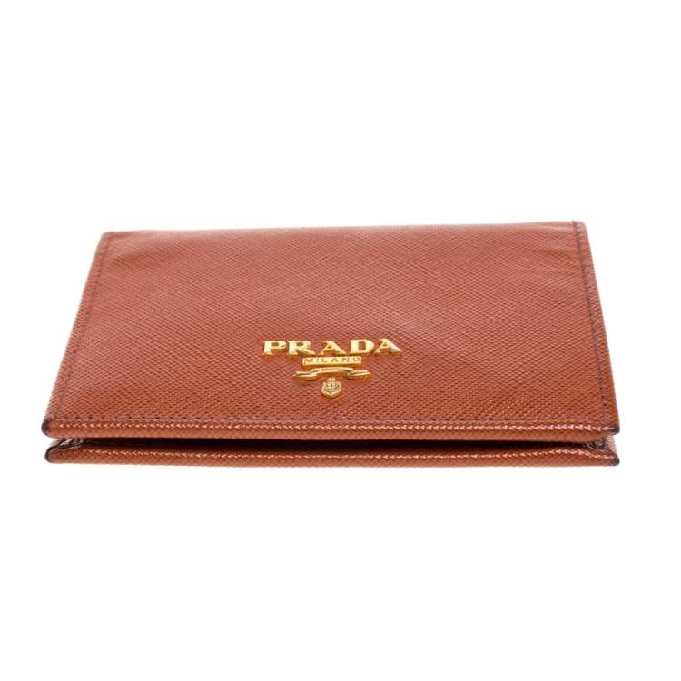 Pre Owned Prada Hazelnut Saffiano Lux Leather Bi-Fold Wallet