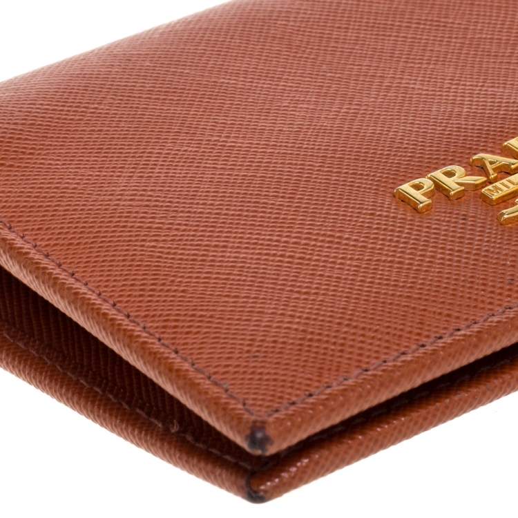 Pre Owned Prada Hazelnut Saffiano Lux Leather Bi-Fold Wallet